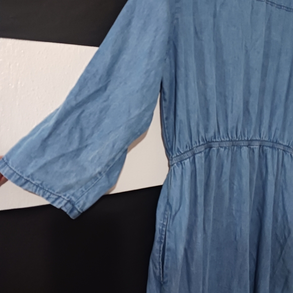 NEW MPH Collection Women buttoned Denim rhinestone bling pocket midi dress - Picture 11 of 12